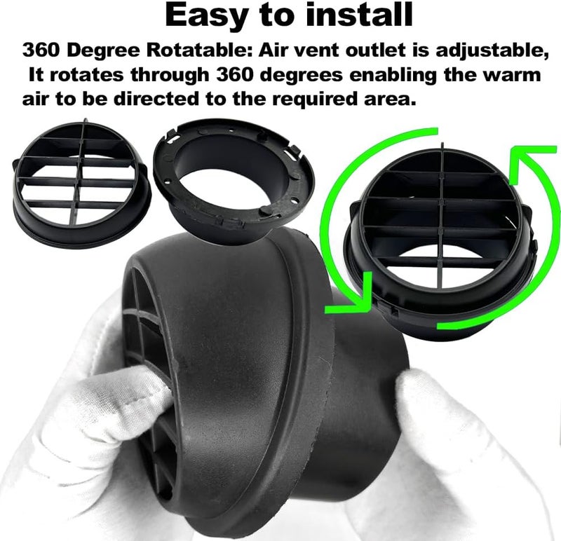 AIMCOCO Store 75mm/3inch Diesel Engine Parking Heater Duct Vent Outlet,360 Degrees Rotatable Universal Coolant/Warm AC Heat Air Conditioning Ducting Vent Outlet, Car Heater Ducting(1pc) - Image 4